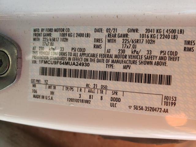 Photo 10 from auction – 2021 FORD ESCAPE S with VIN 1FMCU9F64MUA24930