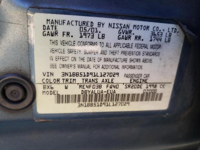 Photo 10 from auction – 2001 NISSAN SENTRA SE with VIN 3N1BB51D91L127029
