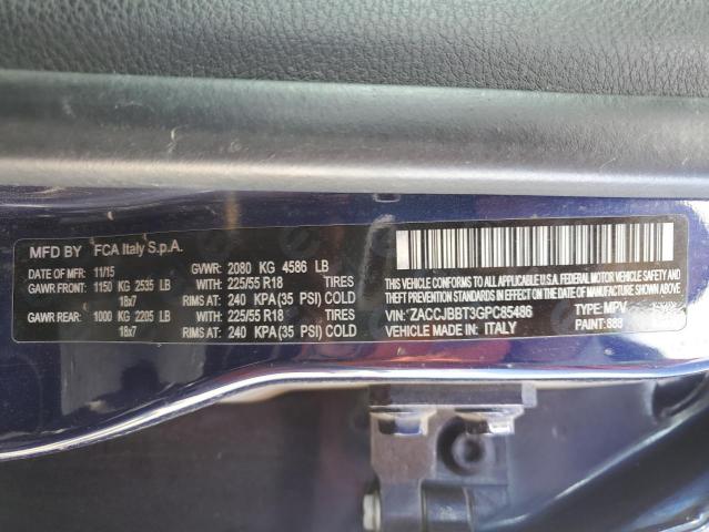 Photo 10 from auction – 2016 JEEP RENEGADE L with VIN ZACCJBBT3GPC85486