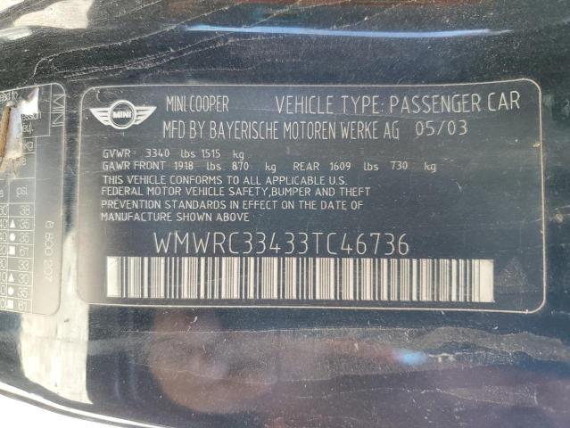 Photo 10 from auction – 2003 MINI COOPER with VIN WMWRC33433TC46736