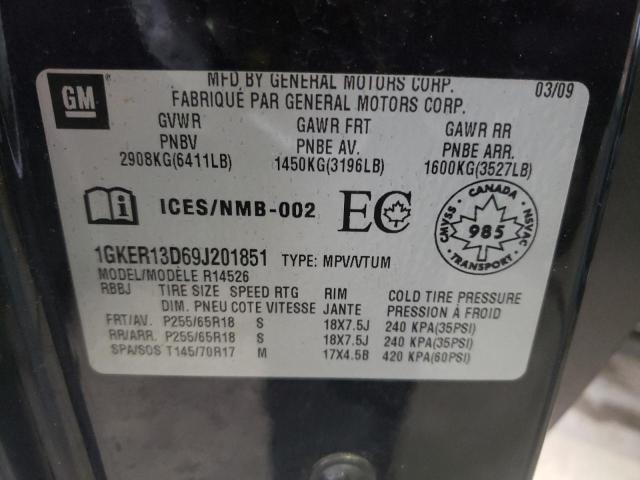 Photo 10 from auction – 2009 GMC ACADIA SLE with VIN 1GKER13D69J201851