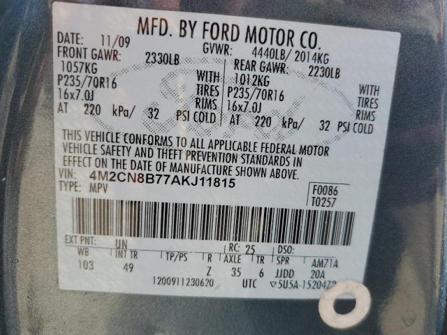 Photo 10 from auction – 2010 MERCURY MARINER with VIN 4M2CN8B77AKJ11815