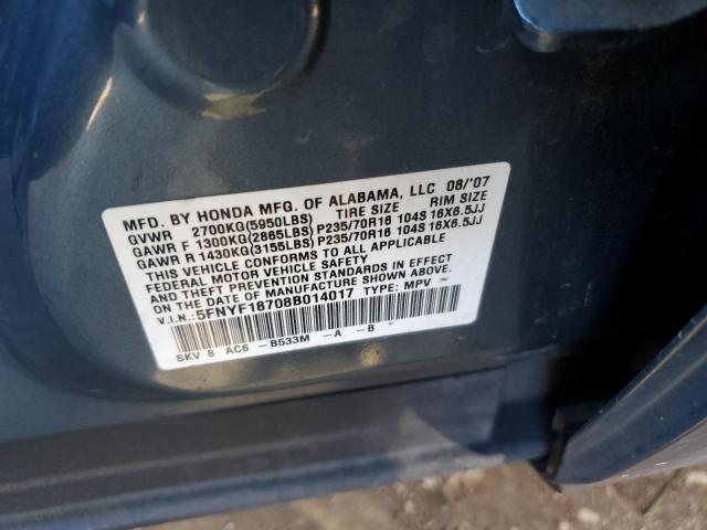 Photo 10 from auction – 2008 HONDA PILOT EXL with VIN 5FNYF18708B014017