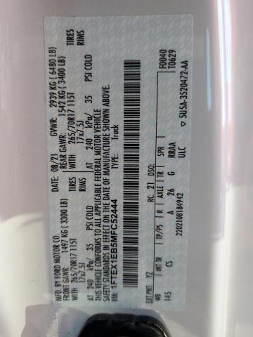 Photo 10 from auction – 2021 FORD F150 SUPER with VIN 1FTEX1EB5MFC52444