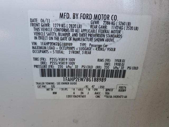 Photo 10 from auction – 2011 FORD TAURUS SEL with VIN 1FAHP2EW7BG188989