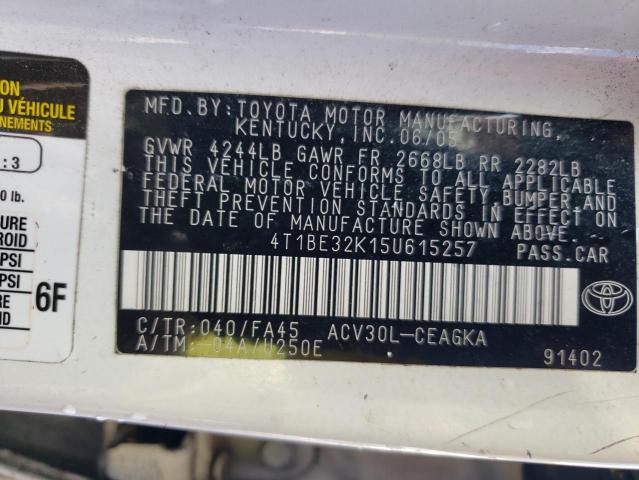 Photo 10 from auction – 2005 TOYOTA CAMRY LE with VIN 4T1BE32K15U615257