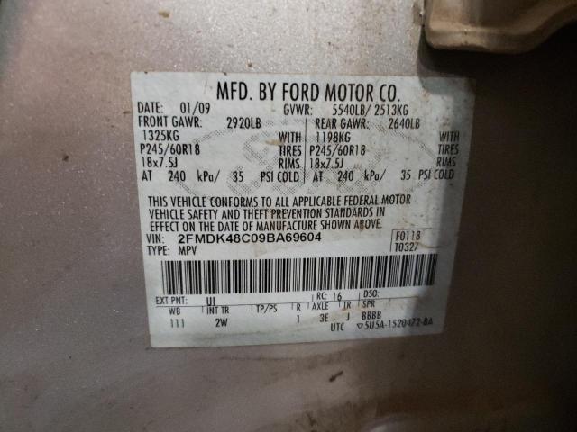 Photo 10 from auction – 2009 FORD EDGE SEL with VIN 2FMDK48C09BA69604