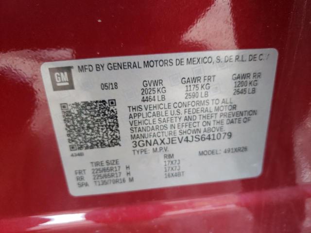 Photo 10 from auction – 2018 CHEVROLET EQUINOX LT with VIN 3GNAXJEV4JS641079