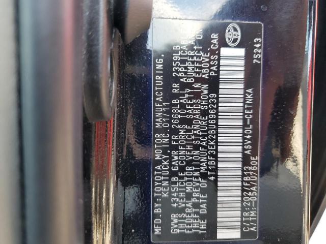 Photo 10 from auction – 2011 TOYOTA CAMRY BASE with VIN 4T1BF3EK2BU696239