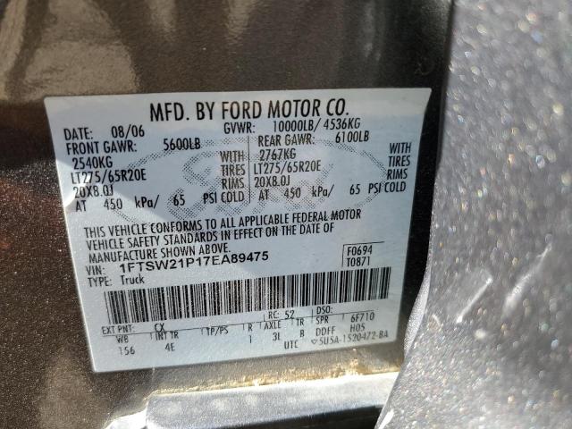 Photo 10 from auction – 2007 FORD F250SD with VIN 1FTSW21P17EA89475