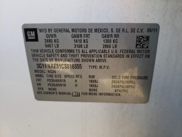 Photo 10 from auction – 2012 CADILLAC SRX with VIN 3GYFNAE31CS518355