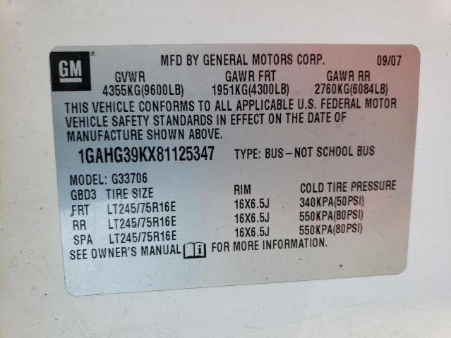 Photo 10 from auction – 2008 CHEVROLET EXPRESS G3 with VIN 1GAHG39KX81125347