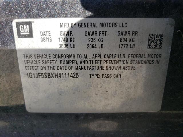 Photo 10 from auction – 2017 CHEVROLET SONIC PREM with VIN 1G1JF5SBXH4111425