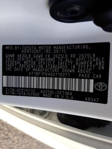Photo 10 from auction – 2016 TOYOTA CAMRY LE with VIN 4T1BF1FK4GU119271