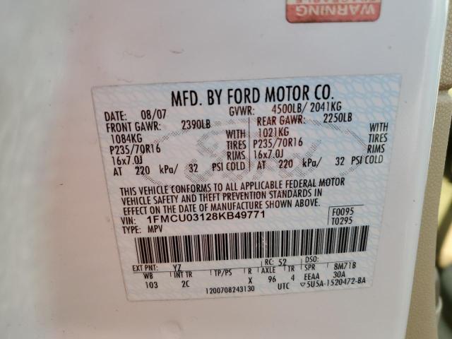 Photo 10 from auction – 2008 FORD ESCAPE XLT with VIN 1FMCU03128KB49771