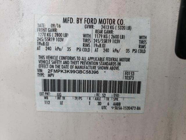 Photo 13 from auction – 2016 FORD EDGE TITAN with VIN 2FMPK3K99GBC58396