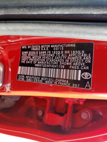 Photo 10 from auction – 2015 TOYOTA YARIS with VIN VNKKTUD3XFA041709