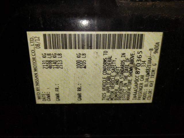 Photo 10 from auction – 2012 NISSAN MAXIMA S with VIN 1N4AA5AP0CC870365