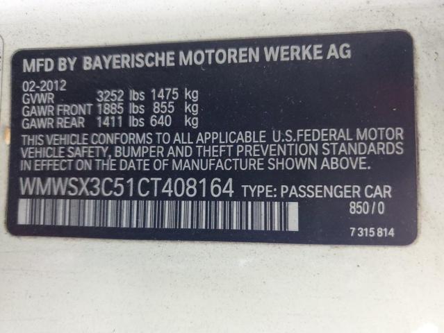 Photo 10 from auction – 2012 MINI COOPER COU with VIN WMWSX3C51CT408164