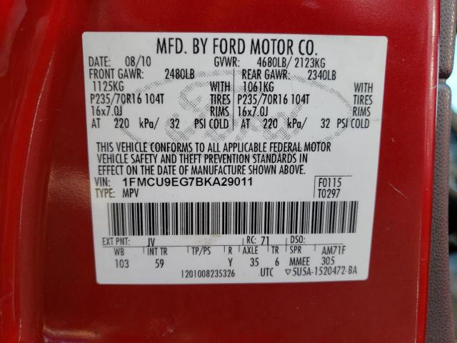 Photo 10 from auction – 2011 FORD ESCAPE LIM with VIN 1FMCU9EG7BKA29011