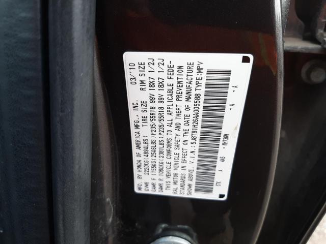 Photo 10 from auction – 2010 ACURA RDX with VIN 5J8TB1H26AA005588