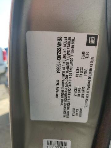 Photo 10 from auction – 2003 BUICK CENTURY CU with VIN 2G4WS52J031155854