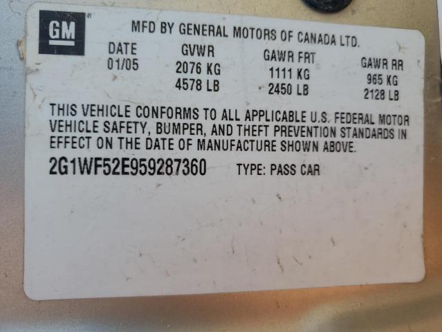 Фото 10 с аукциона – 2005 CHEVROLET IMPALA с VIN 2G1WF52E959287360