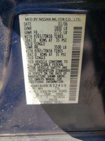 Photo 10 from auction – 2006 NISSAN PATHFINDER with VIN 5N1AR18U46C632459
