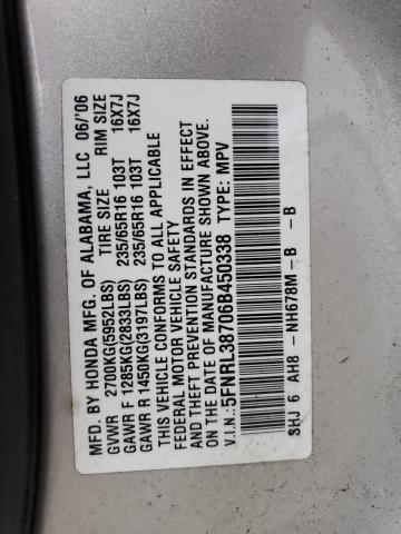 Photo 10 from auction – 2006 HONDA ODYSSEY EX with VIN 5FNRL38706B450338