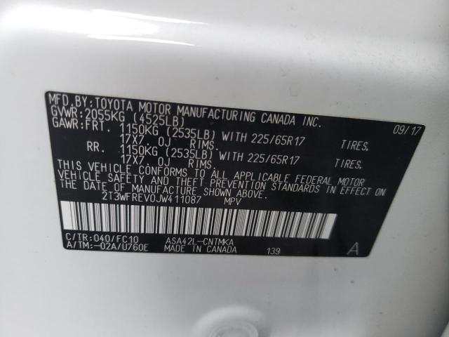 Photo 10 from auction – 2018 TOYOTA RAV4 XLE with VIN 2T3WFREV0JW411087
