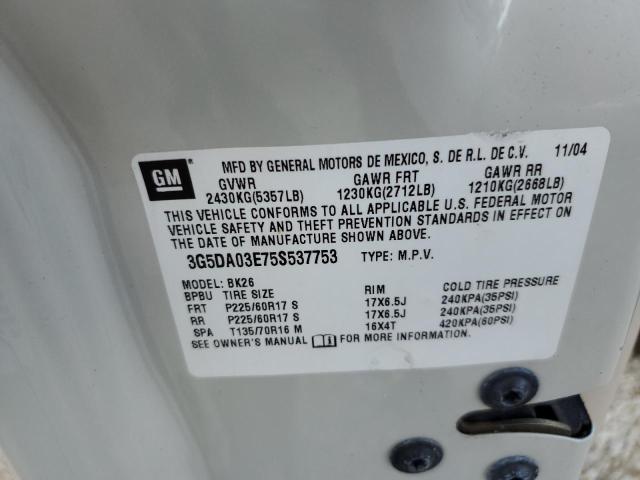 Photo 10 from auction – 2005 BUICK RENDEZVOUS with VIN 3G5DA03E75S537753
