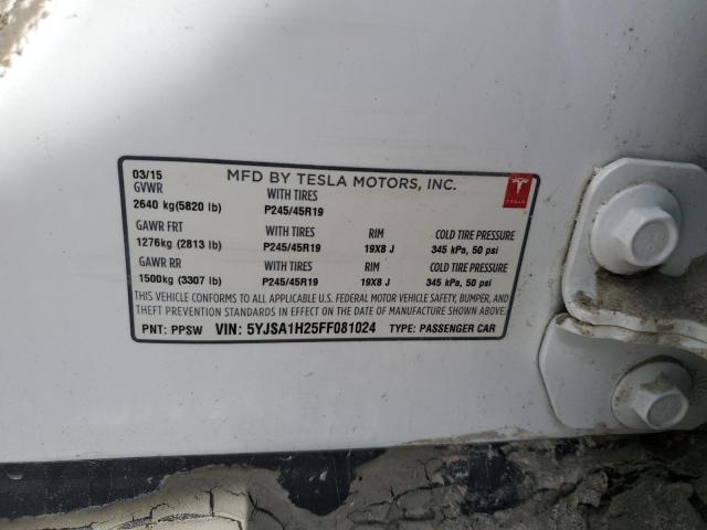 Photo 10 from auction – 2015 TESLA MODEL S 85 with VIN 5YJSA1H25FF081024