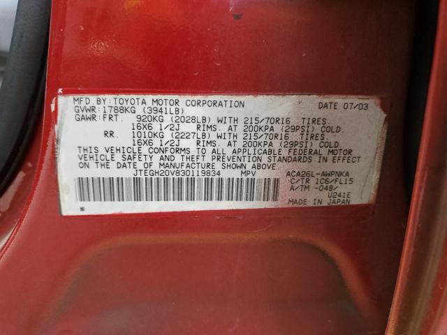 Photo 10 from auction – 2003 TOYOTA RAV4 with VIN JTEGH20V830119834