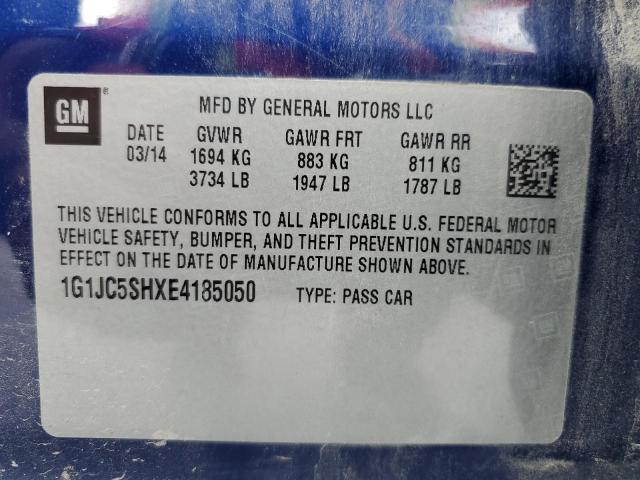 Photo 10 from auction – 2014 CHEVROLET SONIC LT with VIN 1G1JC5SHXE4185050