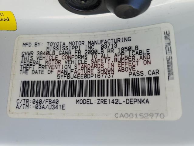 Photo 10 from auction – 2013 TOYOTA COROLLA BA with VIN 5YFBU4EE0DP167737