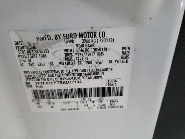 Photo 10 from auction – 2011 FORD F150 SUPER with VIN 1FTFX1EF7BKD77134