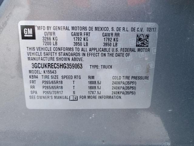 Photo 10 from auction – 2017 CHEVROLET SILVERADO with VIN 3GCUKREC5HG359063