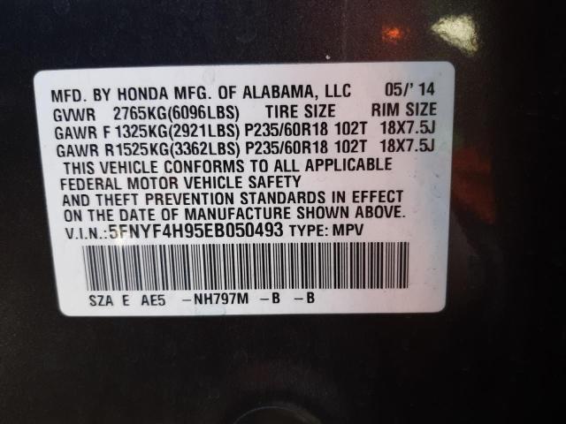 Photo 10 from auction – 2014 HONDA PILOT TOUR with VIN 5FNYF4H95EB050493