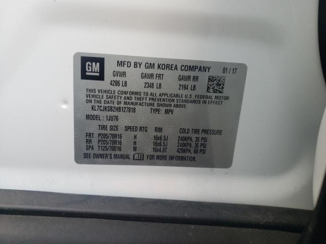 Photo 10 from auction – 2017 CHEVROLET TRAX LS with VIN KL7CJKSB2HB127818