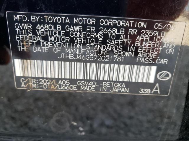 Zdjęcie 10 z aukcji – 2007 LEXUS ES 350 z VIN JTHBJ46G572021781