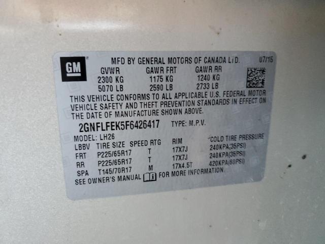 Photo 10 from auction – 2015 CHEVROLET EQUINOX LT with VIN 2GNFLFEK5F6426417