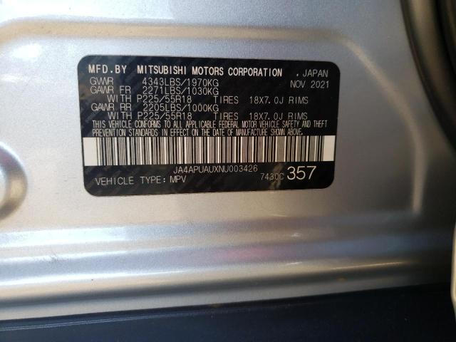 Photo 10 from auction – 2022 MITSUBISHI OUTLANDER with VIN JA4APUAUXNU003426