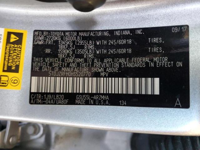 Photo 10 from auction – 2017 TOYOTA HIGHLANDER with VIN 5TDJZRFH0HS520770