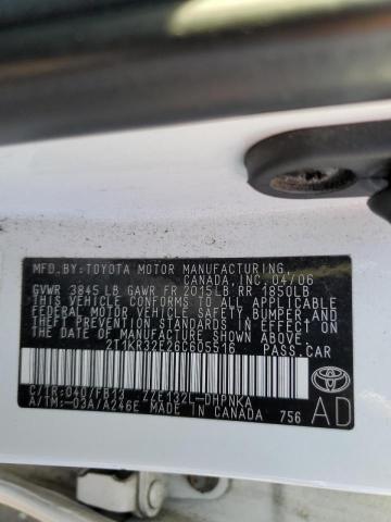 Photo 10 from auction – 2006 TOYOTA COROLLA MA with VIN 2T1KR32E26C605516