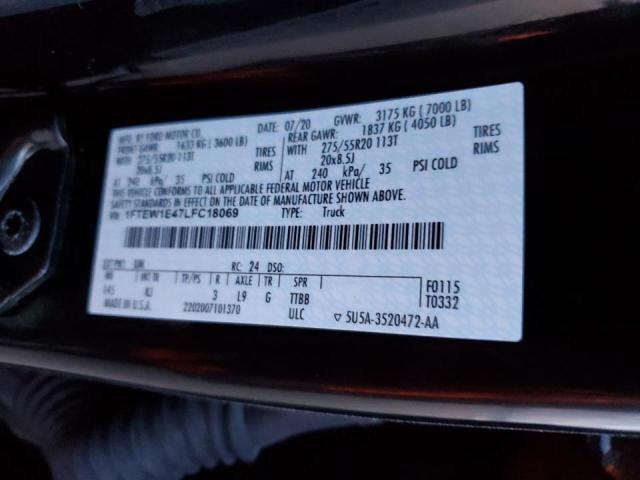 Photo 10 from auction – 2020 FORD F150 SUPER with VIN 1FTEW1E47LFC18069