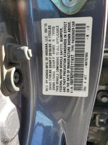 Photo 10 from auction – 2015 HONDA CIVIC LX with VIN 19XFB2F51FE111417