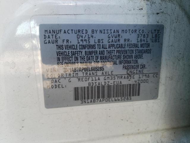 Photo 10 from auction – 2014 NISSAN SENTRA S with VIN 3N1AB7AP0EL665285