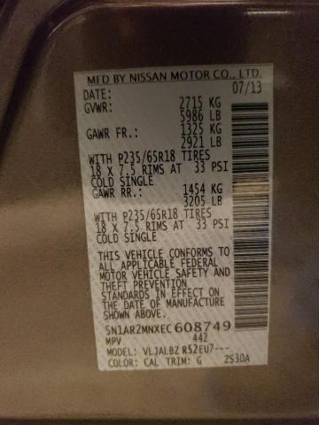 Photo 10 from auction – 2014 NISSAN PATHFINDER with VIN 5N1AR2MNXEC608749