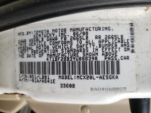 Photo 10 from auction – 2000 TOYOTA AVALON XL with VIN 4T1BF28B3YU088390