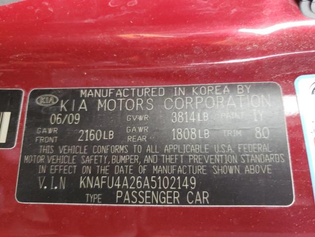Photo 10 from auction – 2010 KIA FORTE EX with VIN KNAFU4A26A5102149